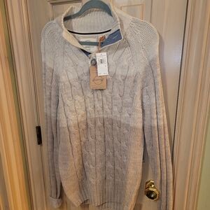 Mens Sz M Weatherproof 1/4 Button Up Sweater NWT Beige Brown